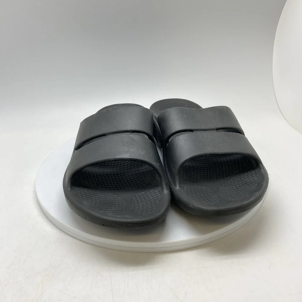 Oofos OOahh Sport Sandals Mens 8 Womens‎ 10 Black Open Slip On Recovery Rubber